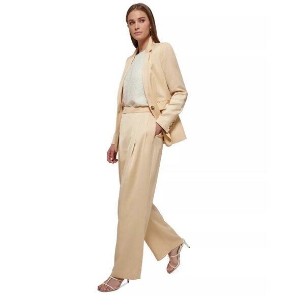 DKNY One-Button Flap Pocket Petite Blazer, Beige NWT 14P - Picture 6 of 9